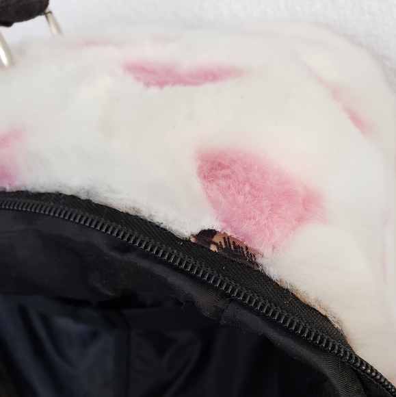 White Pink Faith Knight Faux Fur L Luggage - Picture 6 of 11